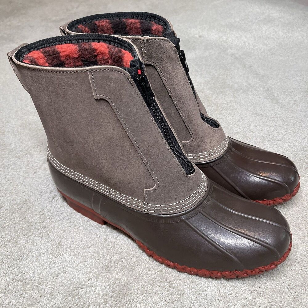 NEW LL BEAN BOOTS Mens 10 Fleece-Lined Insulated Zip Duck Rubber Suede Winter